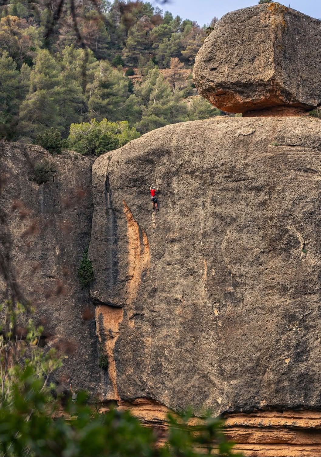 Red pocketed conglomerate in the Margalef valley, Priorat