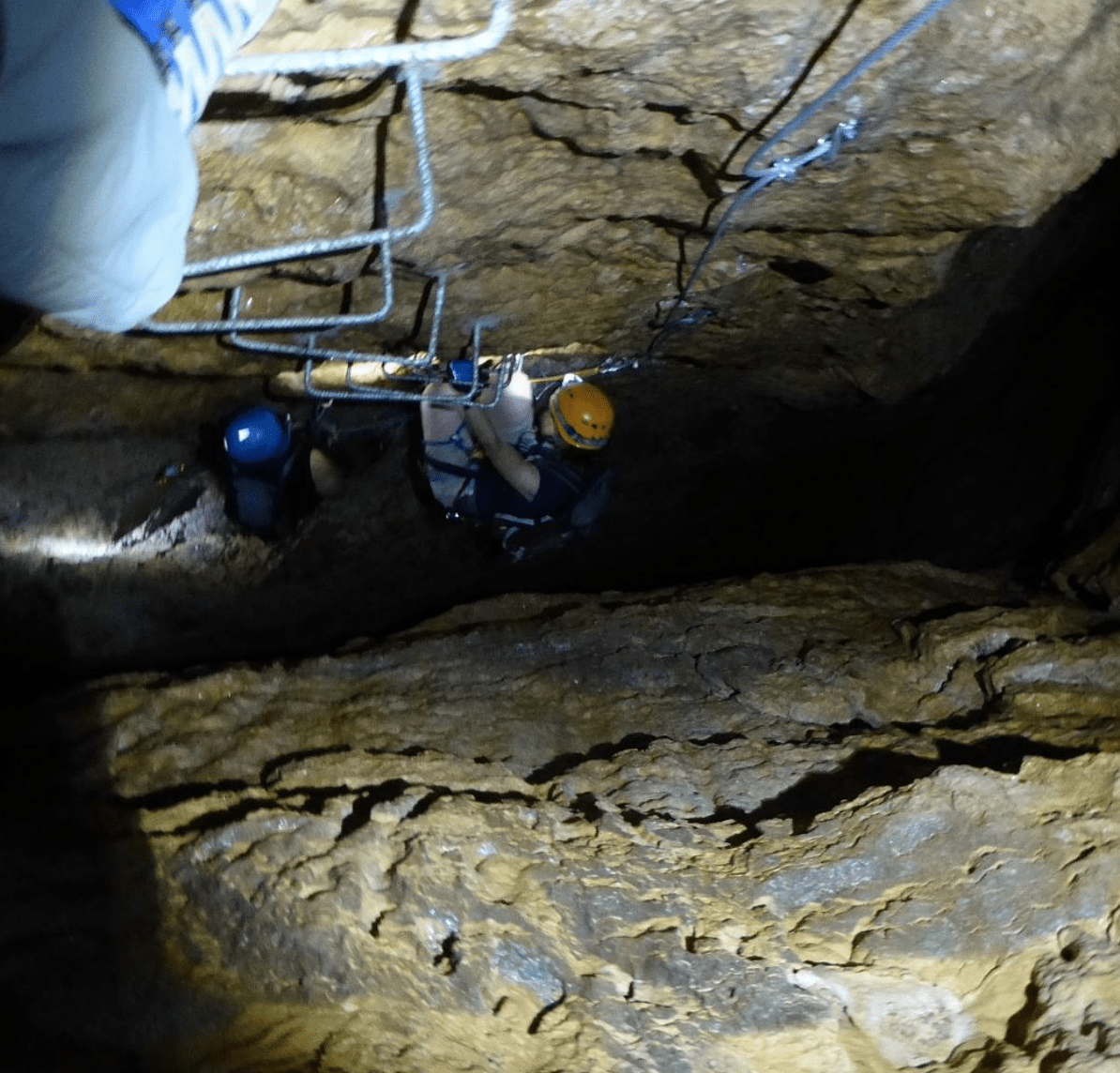 The underground cave section of the Tossal de les Venes via ferrata, Prades