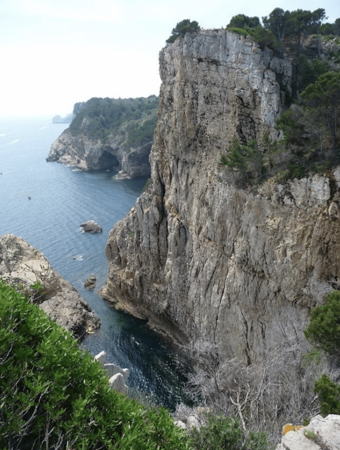 The five-pitch Intrèpida Sirena route rising from the sea at Cala Montgó